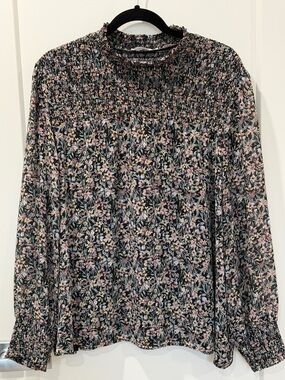 Smocked Ditsy Floral Blouse